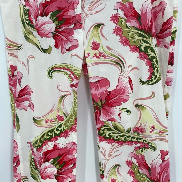 Floral capri pants pink green Twenty One size medium Vintage Made in USA - Picture 10 of 11